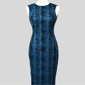 Elegant Blue and Black Sleeveless Dress